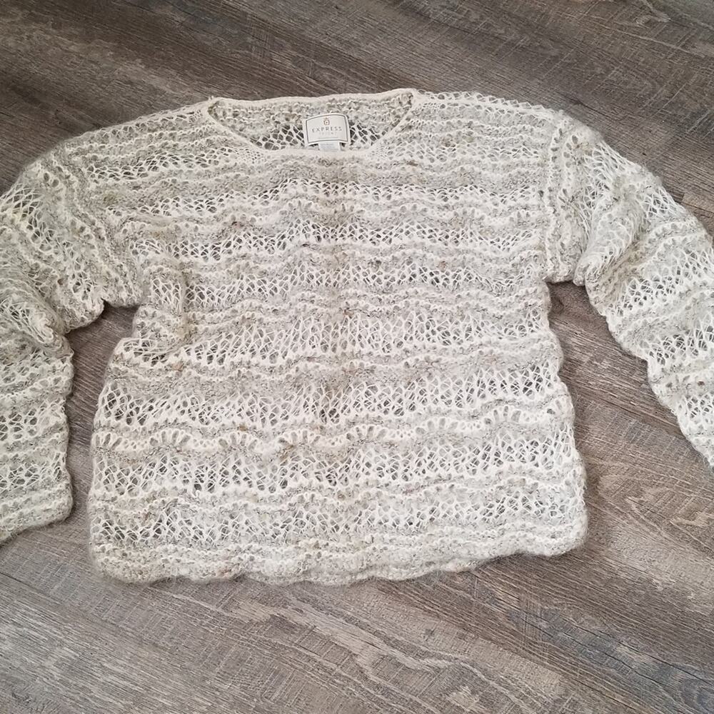 EXPRESS Mohair sweater Cream Gray Sz. L